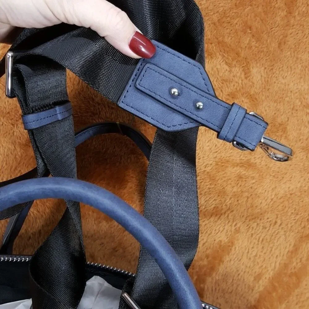 ALFANI Briefcase Blue Faux Nubuck Leather Messenger Bag Laptop Crossbody